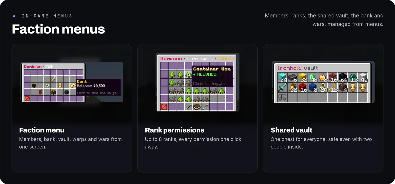 DominionForge: menus